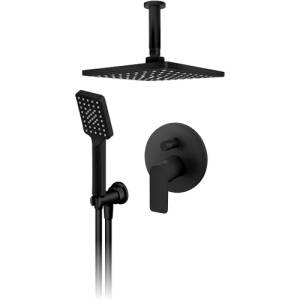 ROSAN S2 BLACK UZIDNA BATERIJA ZA TUŠ KADU sa plafonskim tušem 210x210mm i ručnim tušem 231603B