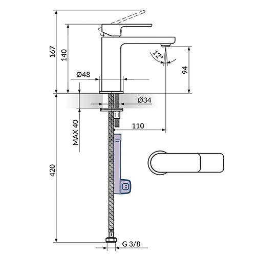 ROSAN S2 GOLD BATERIJA ZA LAVABO - HLADNA VODA 254101G - Slika 2
