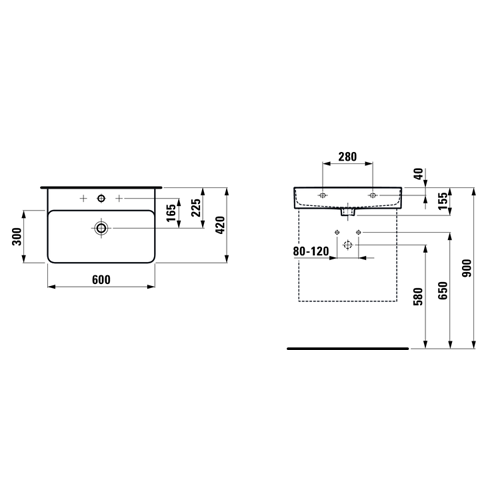 Laufen VAL Lavabo 600 X 420 810283 - Slika 3