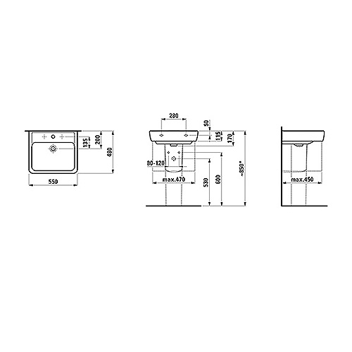 Laufen Pro Lavabo 550 X 480 ČETVRTAST 818951 - Slika 4