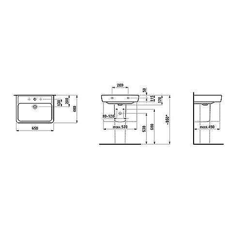 Laufen Pro Lavabo 650 X 480 ČETVRTAST 818953 - Slika 3