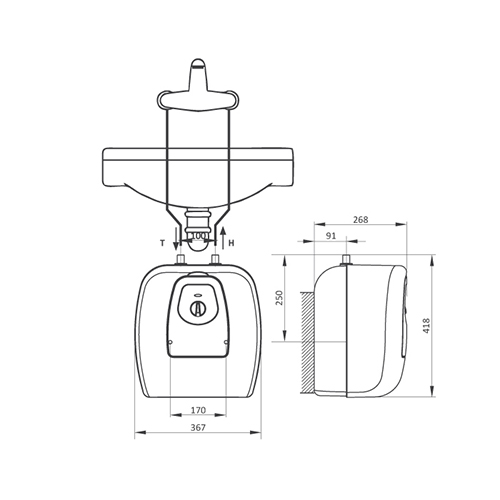 ELIT BOJLER INOX TALAS 10L POD PRITISKOM VISOKOMONTAŽNI 1070E - Slika 2