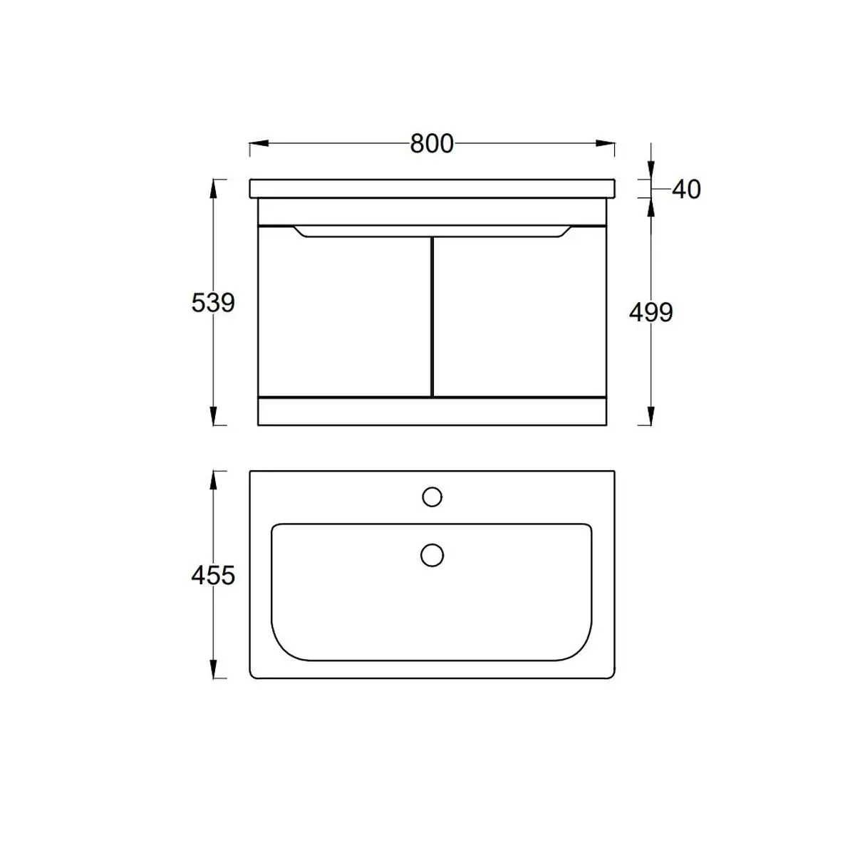 Toaletni Ormaric Soft 80 V Bela Txt Umivaonikom tehnicki crtez dimenzije