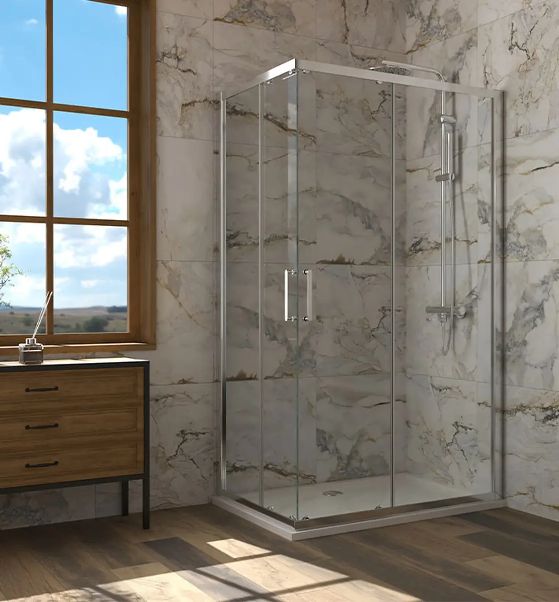 Tuš kabina ATLAS PRO 100x80cm staklo 6mm providno C 02 431000C 02 43800 1