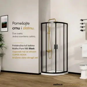 set tus kabina malho pure r80 crna zlatna baterija sa usponskim tusem