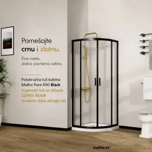 set tus kabina malho pure r90 crna zlatna baterija sa usponskim tusem